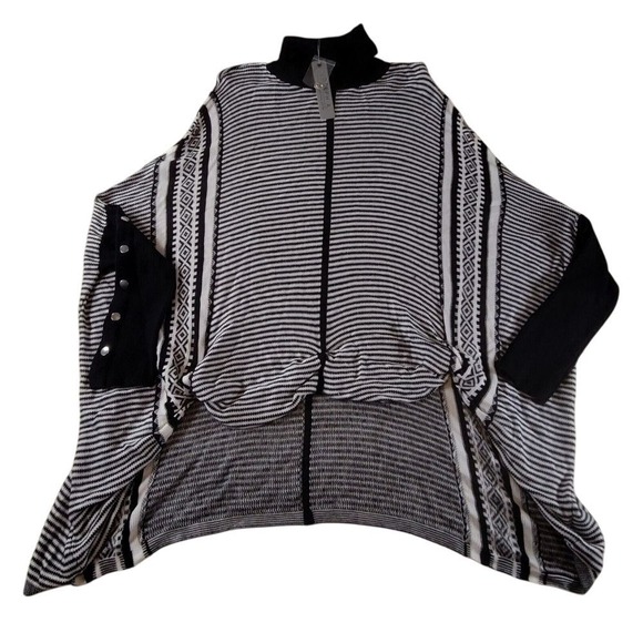JOSEPH A. Petite Womens Size M Turtle Neck Poncho Plaid Dolman Sleeve Pullover - Picture 1 of 12
